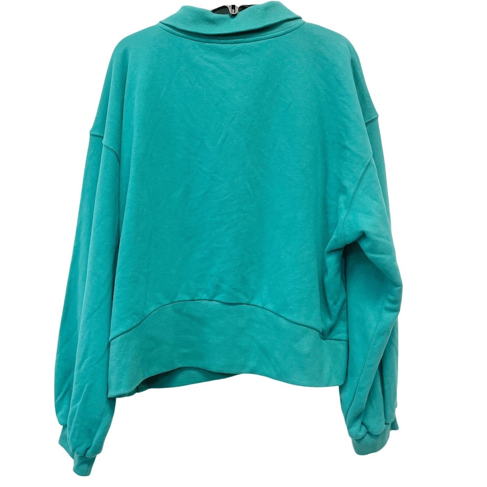 JoyLab Women's Teal Snap Button Collared Henly French Terry Sweatshirt Size XL - Picture 3 of 6